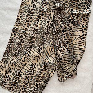 BERKSHIRE Vintage Animal Print Scarf 13-1/2" x 58" Oblong ITALY Brown/Black
